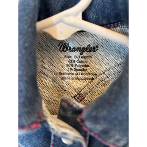 Wrangler Denim Dress Little Girls Sz 0-3 Mo Western Wear Pearl Snap - Picture 4 of 7